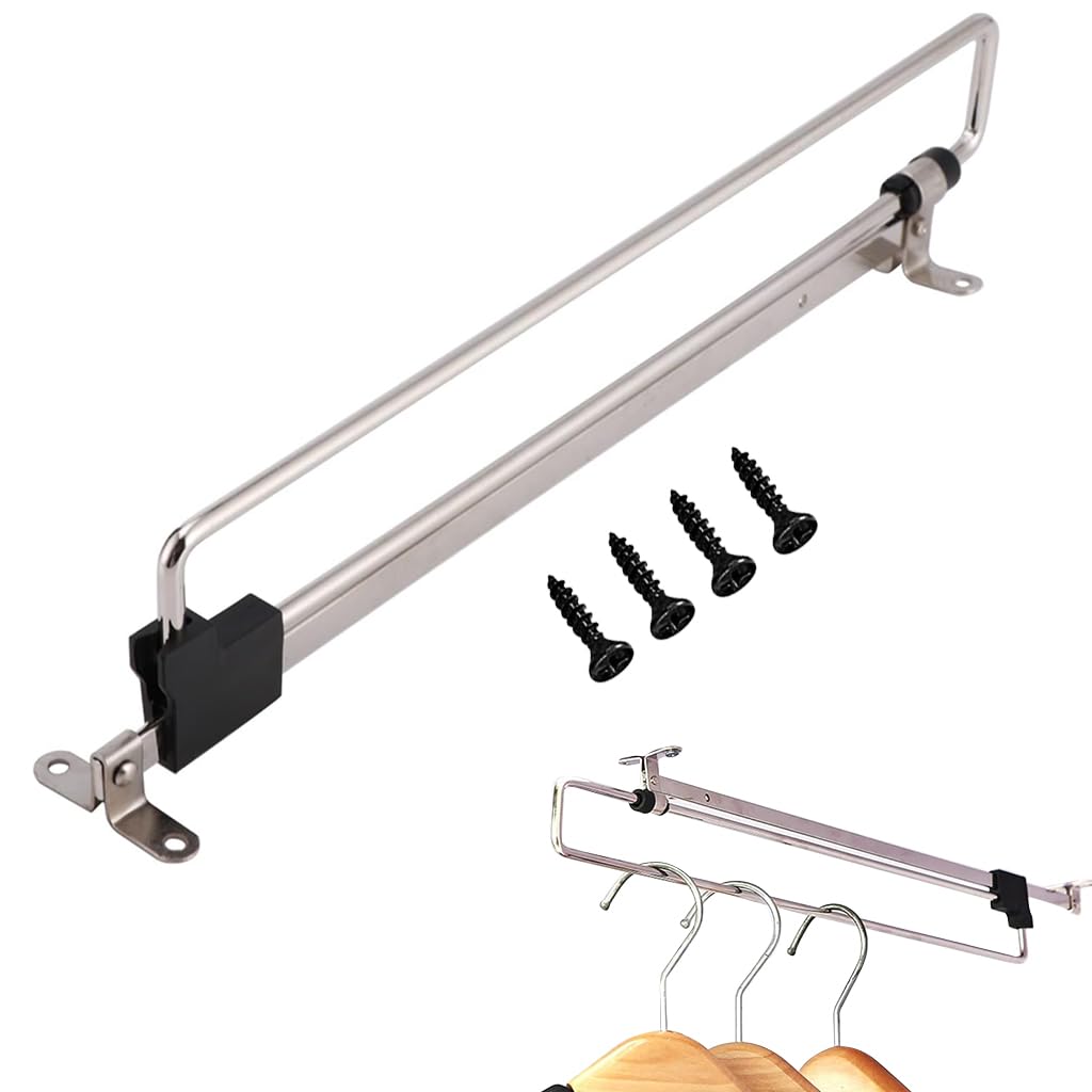 HASTHIP Wardrobe Organizer 19.69 Inches Pull Out Hanger Rail Space Saving Multi Hanger Organizer Hanging Rail for Wardrobe Modification Universal Screw Mounted Multi Hanger Organizer HASTHIP Wardrobe Organizer 19.69 Inches Pull Out Hanger Rail Space Saving Multi Hanger Organizer Hanging Rail for Wardrobe Modification Universal Screw Mounted Multi Hanger Organizer